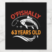 63 jaar oud grappig verjaardagscadeau vader visser wijn etiket (Enkel label)