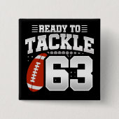 63 Jaar Oud Tackle Football Party 63e Verjaardag Vierkante Button 5,1 Cm (Voorkant)