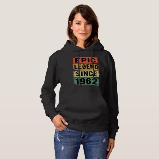 63 jaar oude Bday 1962 Epic Legend 63ste verjaarda Hoodie (Voorkant volledig)