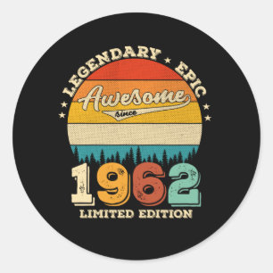 63 jaar oude Bday 1962 Geweldige 63e verjaardag ca Ronde Sticker