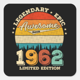 63 jaar oude Bday 1962 Geweldige 63e verjaardag ca Vierkante Sticker