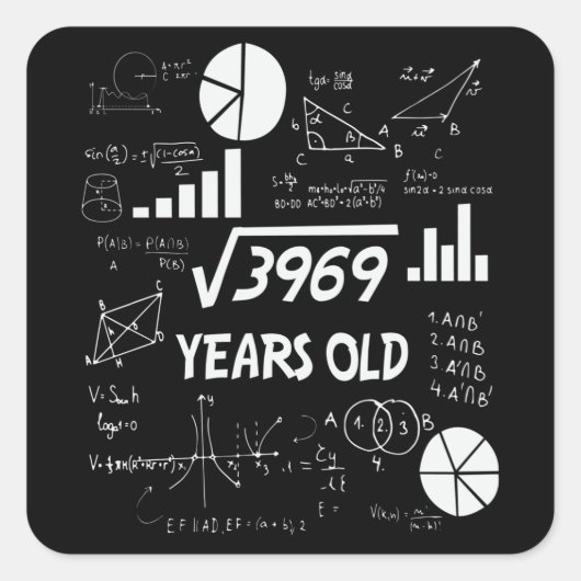 63 jaar oude Bday Wiskunde Teacher 63ste verjaarda Vierkante Sticker (Voorkant)