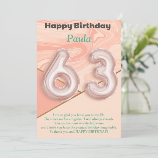 63-jarige meisjes Happy Birthday-kaart (Staand voorkant)