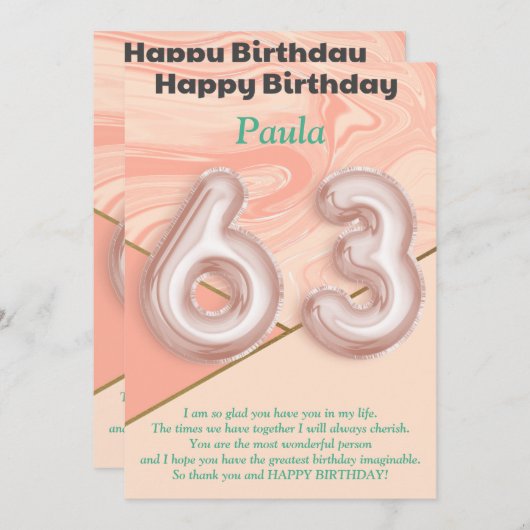 63-jarige meisjes Happy Birthday-kaart (Voorkant / Achterkant)