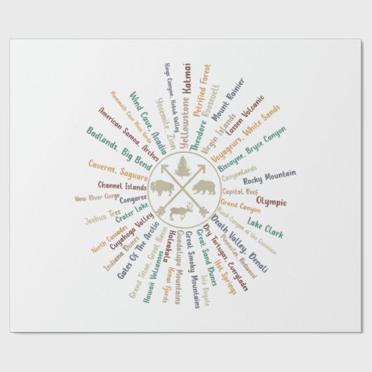 63 National Parks Map geeft US Park Campin Cadeaupapier (Vlak)
