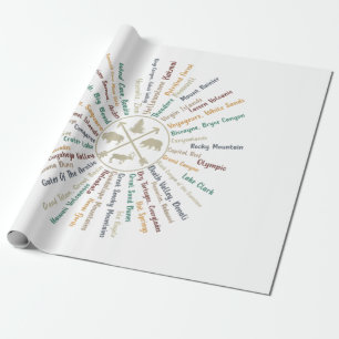 63 National Parks Map geeft US Park  Campin Cadeaupapier