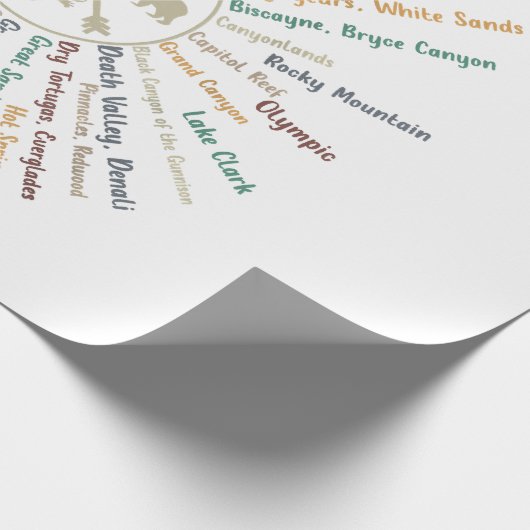 63 National Parks Map geeft US Park Campin Cadeaupapier (Hoek)