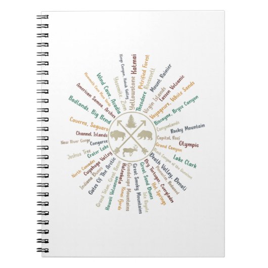 63 National Parks Map geeft US Park Campin Notitieboek (Voorkant)