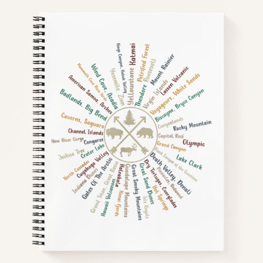 63 National Parks Map geeft US Park Campin Notitieboek (Voorkant)