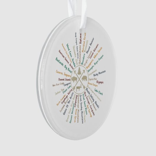 63 National Parks Map geeft US Park  Campin Ornament (voorkant)