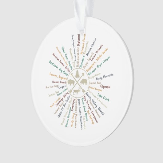 63 National Parks Map geeft US Park  Campin Ornament (voorkant)