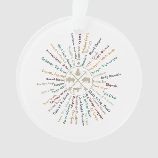 63 National Parks Map geeft US Park  Campin Ornament (voorkant)
