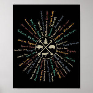 63 National Parks Map geeft US Park Campin Poster