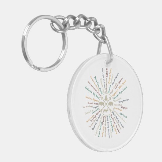 63 National Parks Map geeft US Park  Campin Sleutelhanger (Voorkant Links)