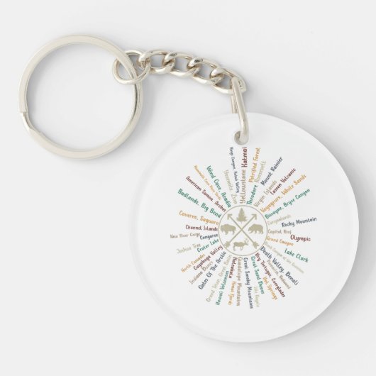 63 National Parks Map geeft US Park  Campin Sleutelhanger (Voorkant)