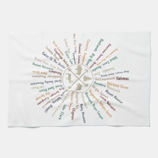 63 National Parks Map geeft US Park  Campin Theedoek (Horizontaal)