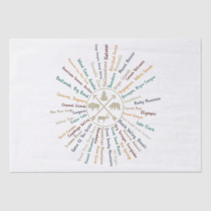 63 National Parks Map geeft US Park  Campin Tissuepapier