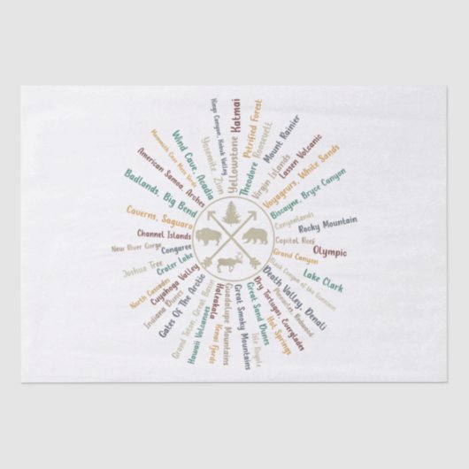 63 National Parks Map geeft US Park  Campin Tissuepapier (Voorkant)