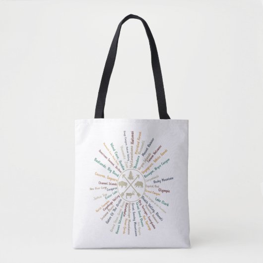 63 National Parks Map geeft US Park Campin Tote Bag (Voorkant)