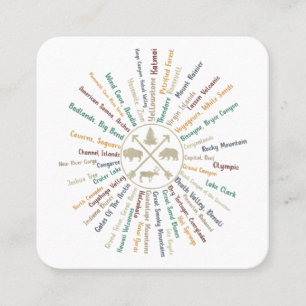 63 National Parks Map geeft US Park  Campin Vierkante Visitekaartje