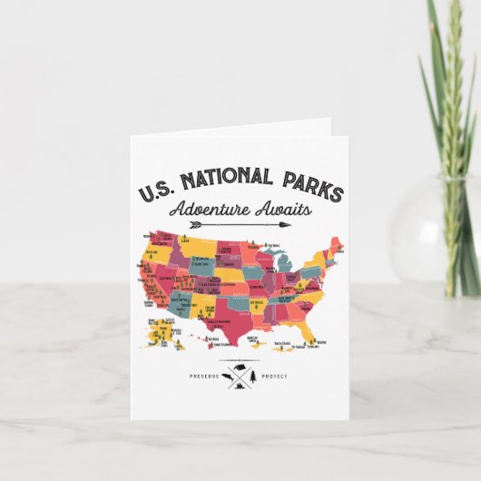 63 National Parks Map US Park Retro Campin Kaart (Voorkant)