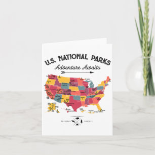63 National Parks Map US Park Retro  Campin Kaart