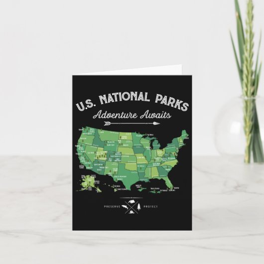 63 National Parks Map US Park Retro Campin Kaart (Voorkant)