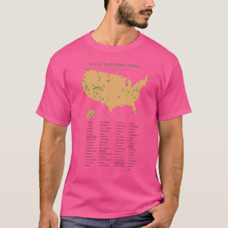 63 Nationale Parken Kaart Amerikaanse Park Kampere T-shirt