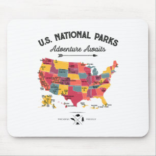 63 Nationale Parken Kaart Us Park Retro Vintage Ca Muismat
