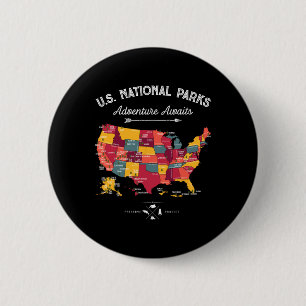 63 Nationale Parken Kaart Us Park Retro Vintage Ca Ronde Button 5,7 Cm