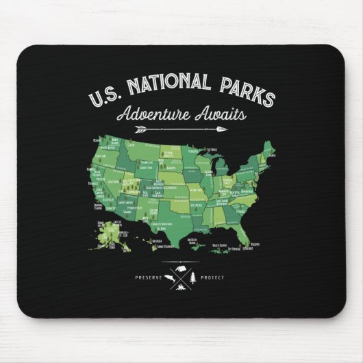 63 Nationale Parken Kaart Us Park Retro Vintage Ka Muismat (Voorkant)