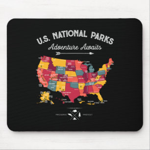 63 Nationale Parken Kaart Us Park Retro Vintage Ka Muismat