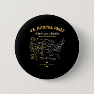 63 Nationale Parken Kaart Us Park Retro Vintage Ka Ronde Button 5,7 Cm