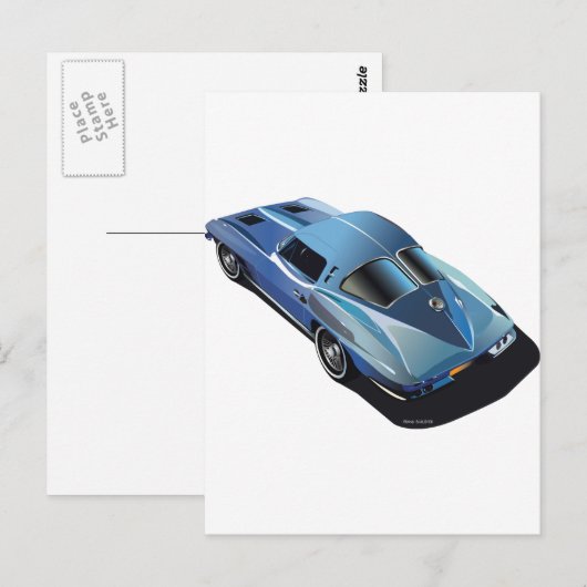 63_Split Window_Blue Briefkaart (Voorkant / Achterkant)