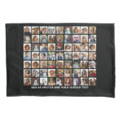 63 Square Photo Collage Grid met tekst - zwart Kussensloop (Voorkant)