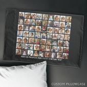 63 Square Photo Collage Grid met tekst - zwart Kussensloop