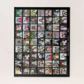 63 Square Photo Collage Grid met tekst - zwart Legpuzzel (Verticaal)