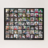63 Square Photo Collage Grid met tekst - zwart Legpuzzel (Horizontaal)