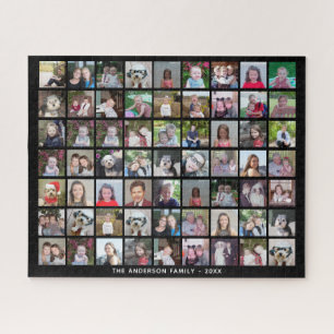 63 Square Photo Collage Grid met tekst - zwart Legpuzzel