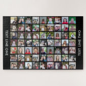 63 Square Photo Collage Grid met tekst - zwart Legpuzzel (Horizontaal)