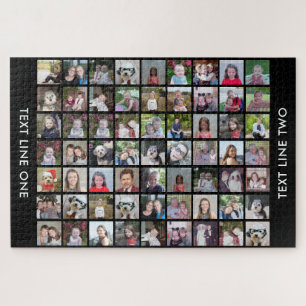 63 Square Photo Collage Grid met tekst - zwart Legpuzzel