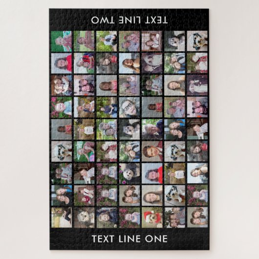 63 Square Photo Collage Grid met tekst - zwart Legpuzzel (Verticaal)