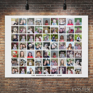 63 Square Photo Collage Grid met tekst - zwart Perfect Poster