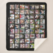 63 Square Photo Collage Grid met tekst - zwart Sherpa Deken (Voorkant)