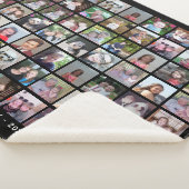 63 Square Photo Collage Grid met tekst - zwart Sherpa Deken (3/4)