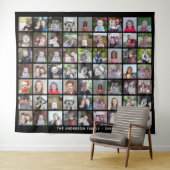 63 Square Photo Collage Grid met tekst - zwart Wandkleed (In Situ (horizontaal))