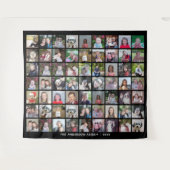 63 Square Photo Collage Grid met tekst - zwart Wandkleed (Voorkant (horizontaal))