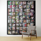 63 Square Photo Collage Grid met tekst - zwart Wandkleed (In situ)