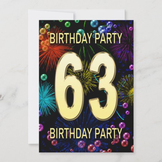 63e 'Birthday Party'-belletjes voor het vuurwerk Kaart (Voorkant)