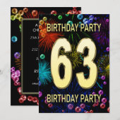 63e 'Birthday Party'-belletjes voor het vuurwerk Kaart (Voorkant / Achterkant)